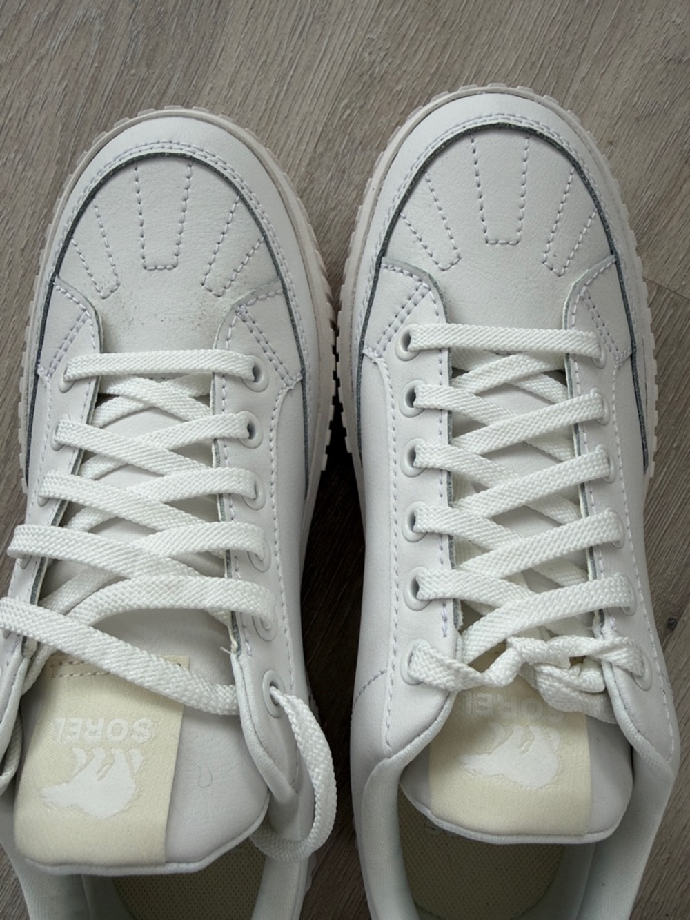 🔥☔️🔥 Sorel ONA AVE white leather trainers - sea salt,  size 8 US - Picture 10 of 12